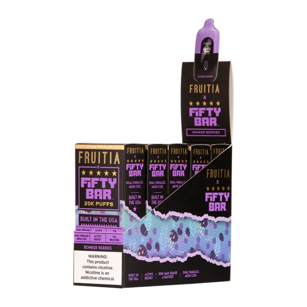 BUY 1 GET 1 FREE Bonker Berries FRUITIA X Fifty Bar 20K | Vape Amazon India Fruitia