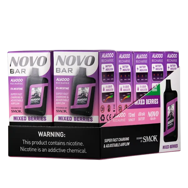 BUY 1 GET 1 FREE Mixed Berries Novo Bar AL6000 | Vape Amazon India Smok