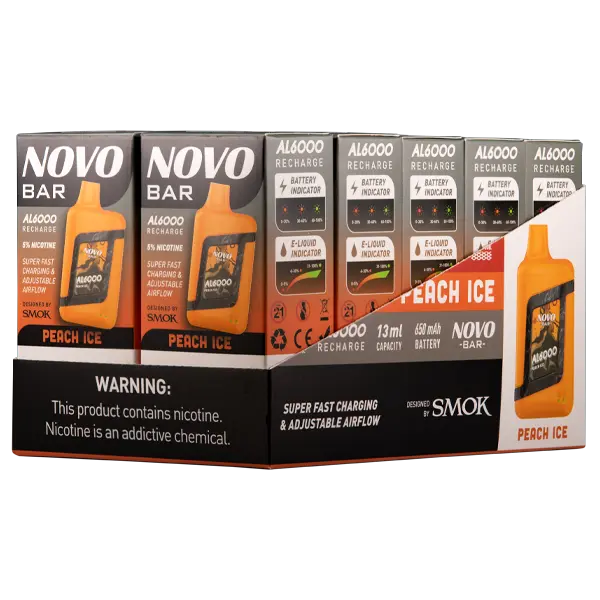 BUY 1 GET 1 FREE Peach Ice Novo Bar AL6000 | Vape Amazon India Smok